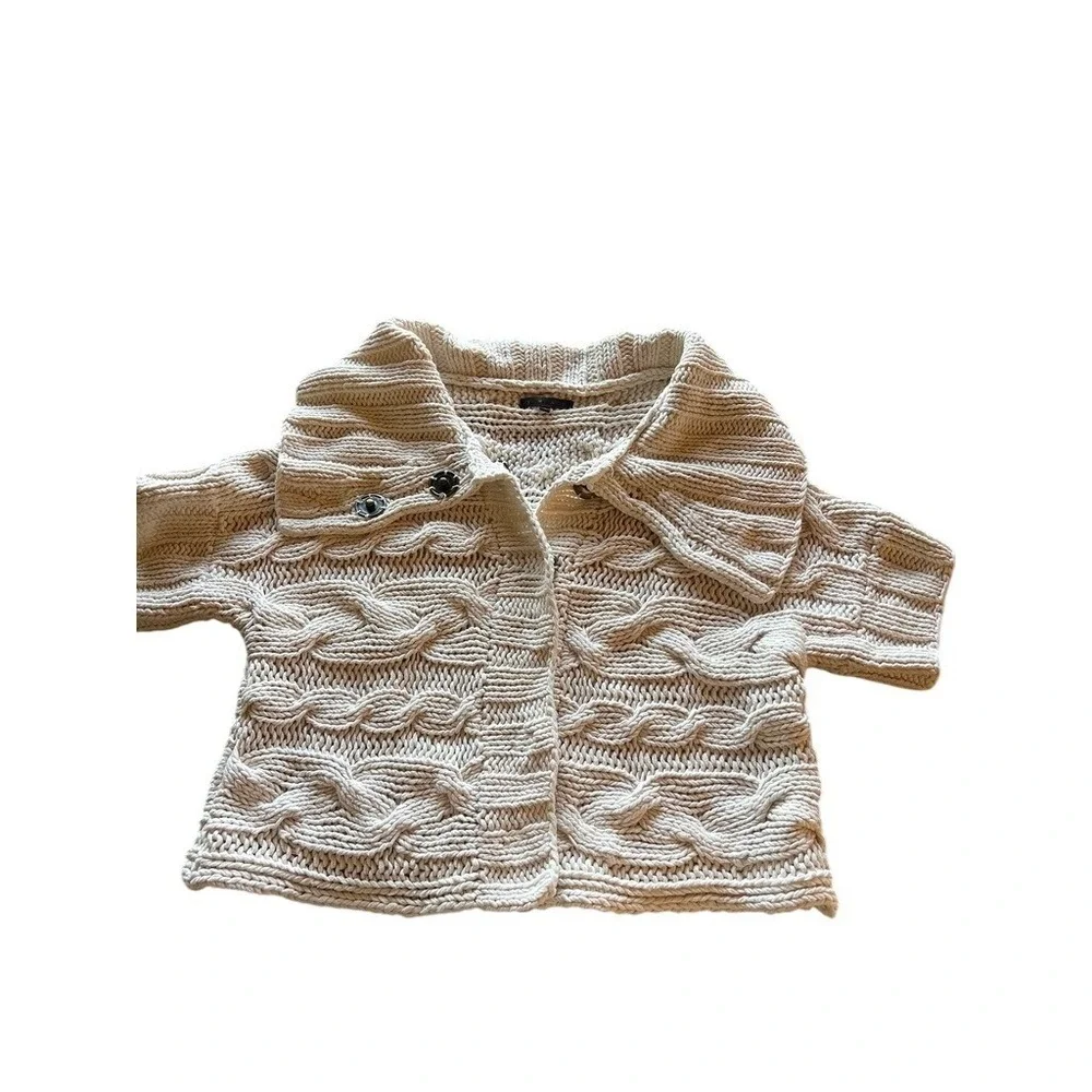 Chunky Cable Knit‎ Sweater Cardigan Hygge Short Sleeve Cream Cozy Cottagecore
